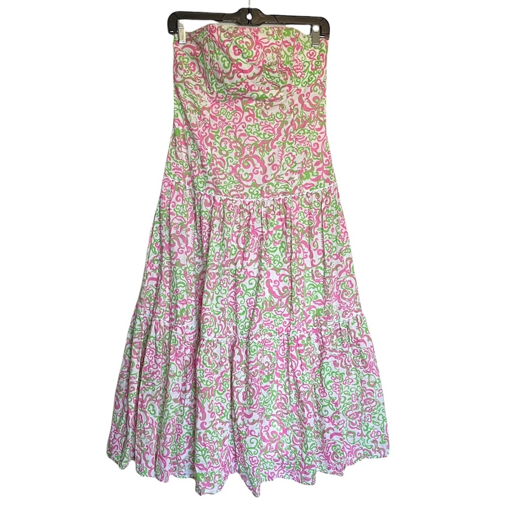 Lilly Pulitzer Dress Strapless Peanut Island Vintage White Label